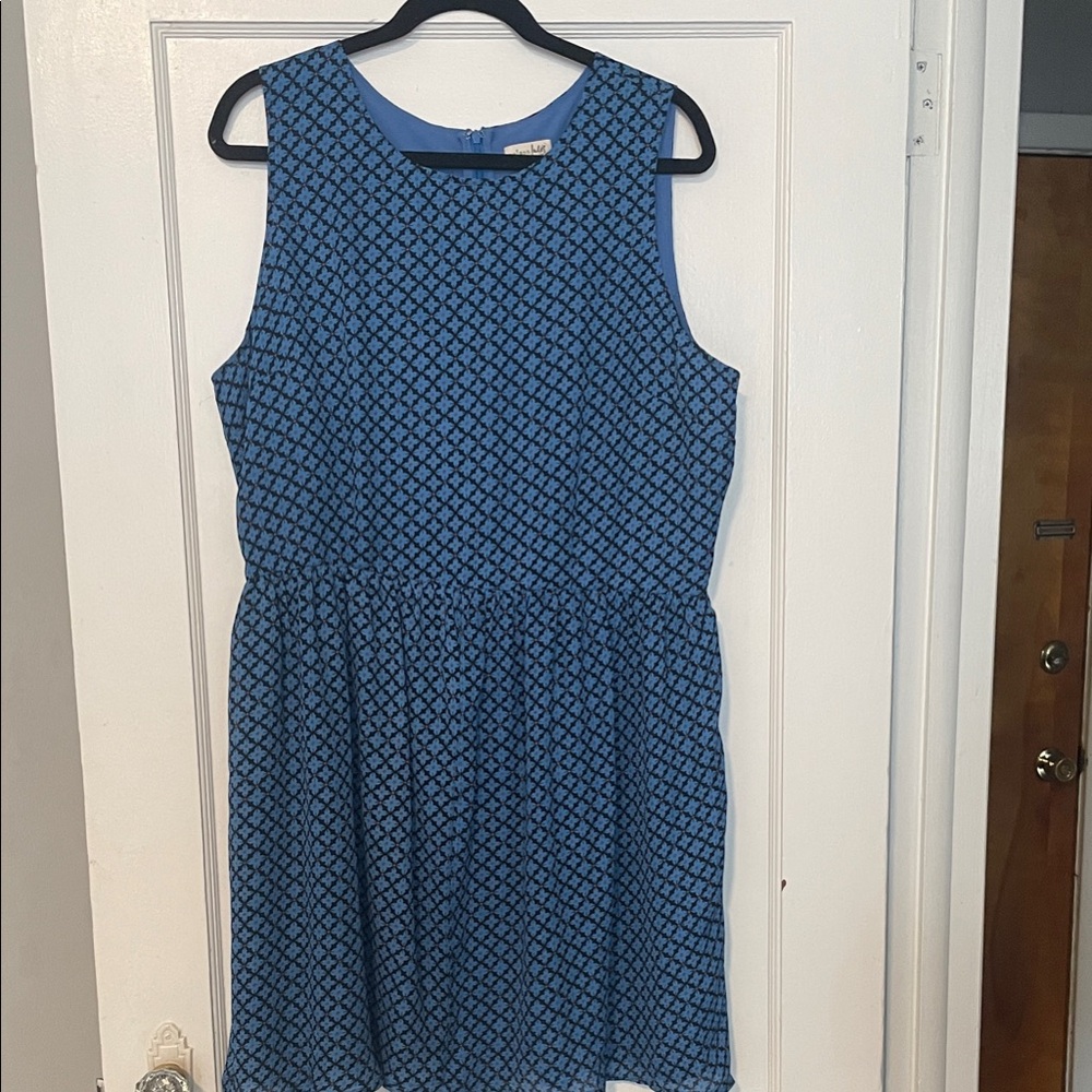 Maison Jules Blue and Black Patterned Mini Dress